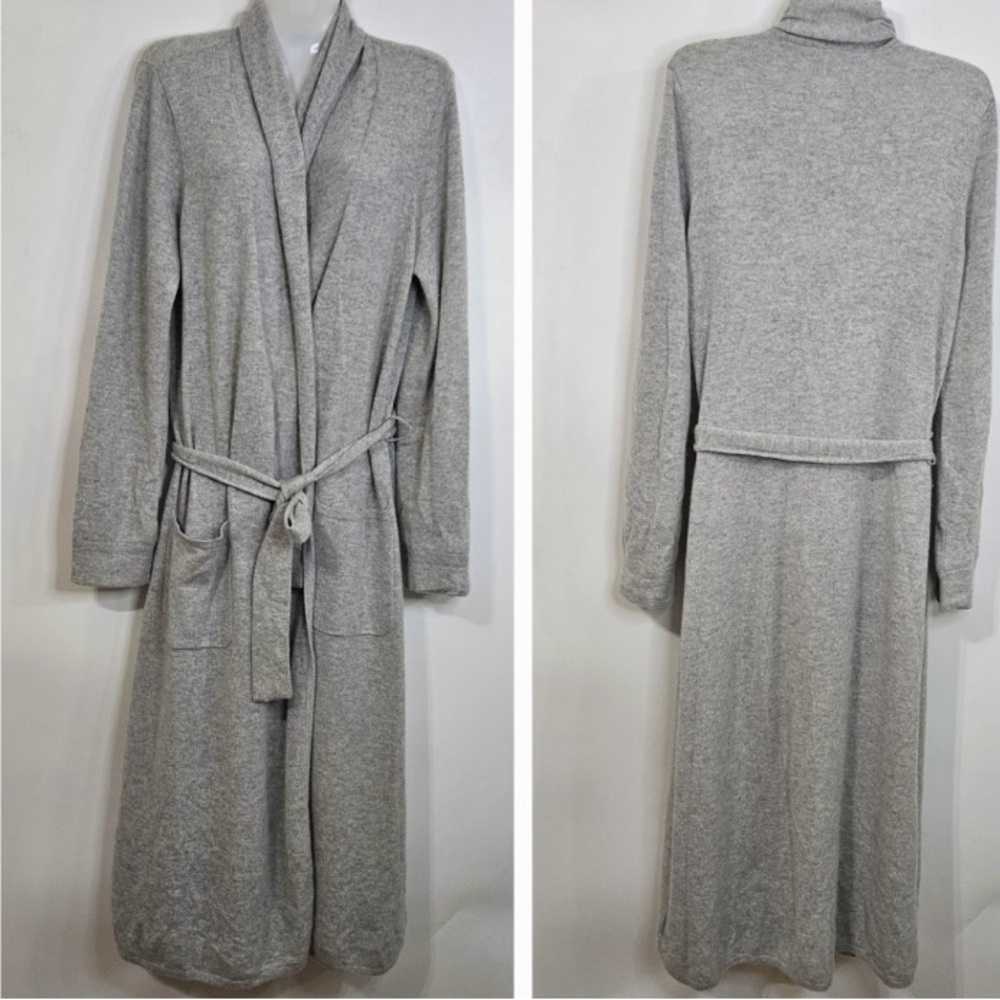 Maggie by Magaschoni 100% Cashmere long Robe Grey Luxurious Soft Comfy